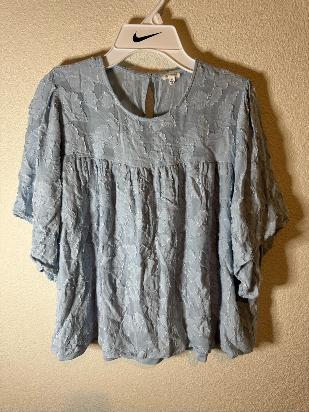 Light Blue Floral Textured Women’s Top